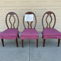 3 Dinette chairs With  Custom Made Seat Covers