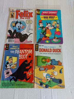Vintage Walt Disney & Felix the Cat Comic Book Bundle -  Collectible Set Of 4