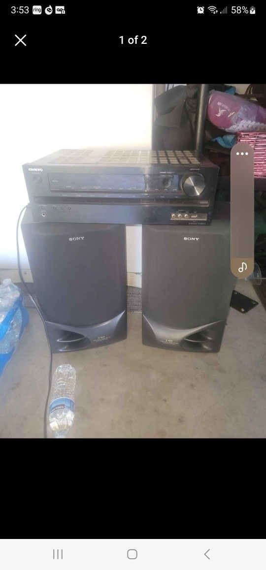 n ice onkyo receiver with hdmi ports and Sony speakers sounds amazing