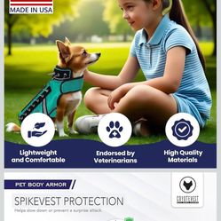 CoyoteVest SpikeVest Dog Harness Vest for Small Dogs, Reflective Dog Vest with Spikes to Shield Your pet from Coyotes, Raptor and Animal Attacks, Anti