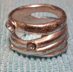 Silver-Tone Wrap Band Ring with Stone Accents