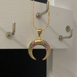 New Moon Necklace Colorful Zircon Rainbow