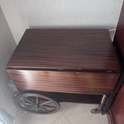 Antique mahogany drop-leaf tea cart