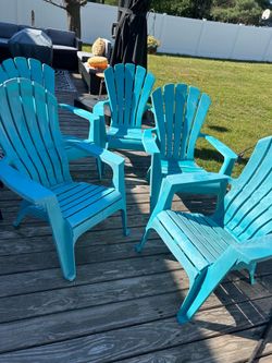 5 Blue Adirondack Chairs