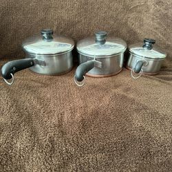 Vintage Revere Ware 3-Piece Set – Pre-1968 "Double Ring" Logo - Made in the USA Beautiful set of vintage Revere Ware. These are the highly sought-afte