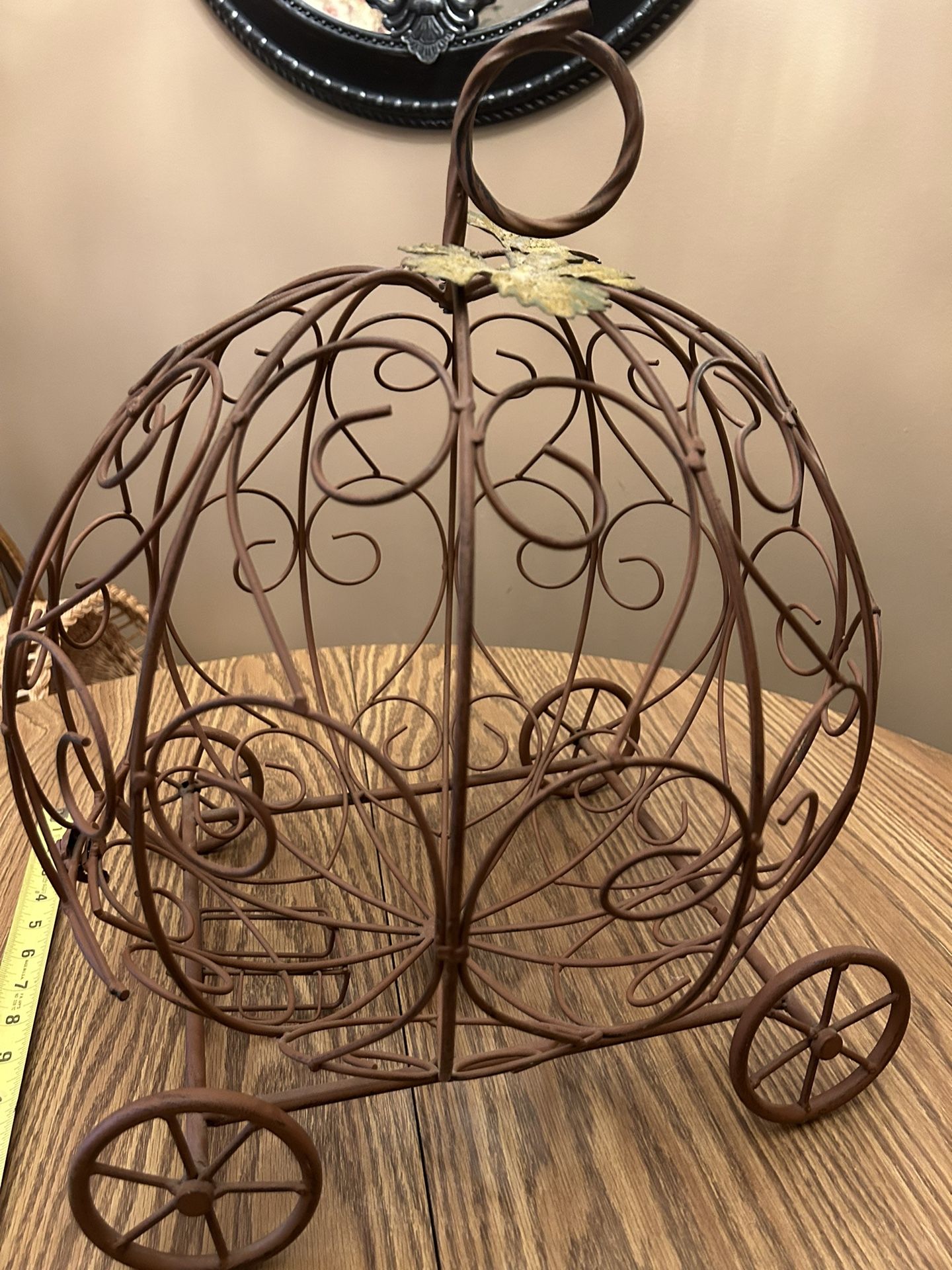 Pumpkin carriage, metal scroll 18" tall fall wedding princess birthday cinderella decor See photos for all measurements. Can we spray painted to mat