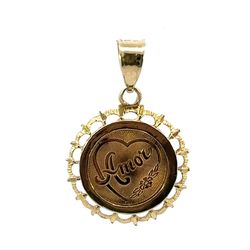 Woman’s Ladies 14k Yellow Gold Amor Love Charm Pendant For Necklace GP3118899