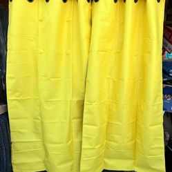 Bright Yellow Curtains Drapes 36.5 W x 61.5L