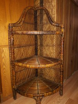 Vintage Rattan Cane Boho Shelf