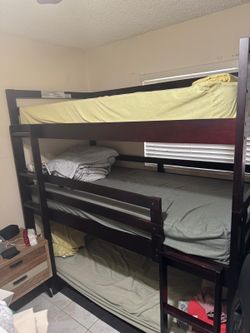 3 tier bunk bed with mattresses included