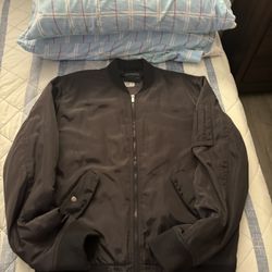 Black Bomber Jacket Size Large 