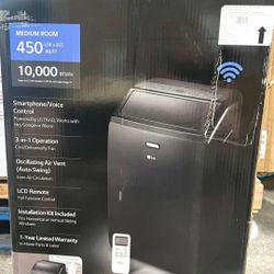 10,000 BTU (13,500 BTU ASHRAE) 115-Volt Portable Air Conditioner Cools 450 Sq. Ft. with Dehumidifier and Wi-Fi in Black