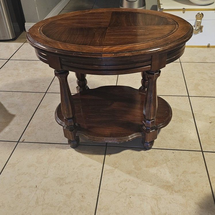 Antique Cherry Wood Oval  Side Table 