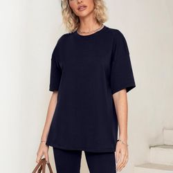 Women 2 Piece Outfit sets Casual Oversized T-Shirt Tops Biker Shorts