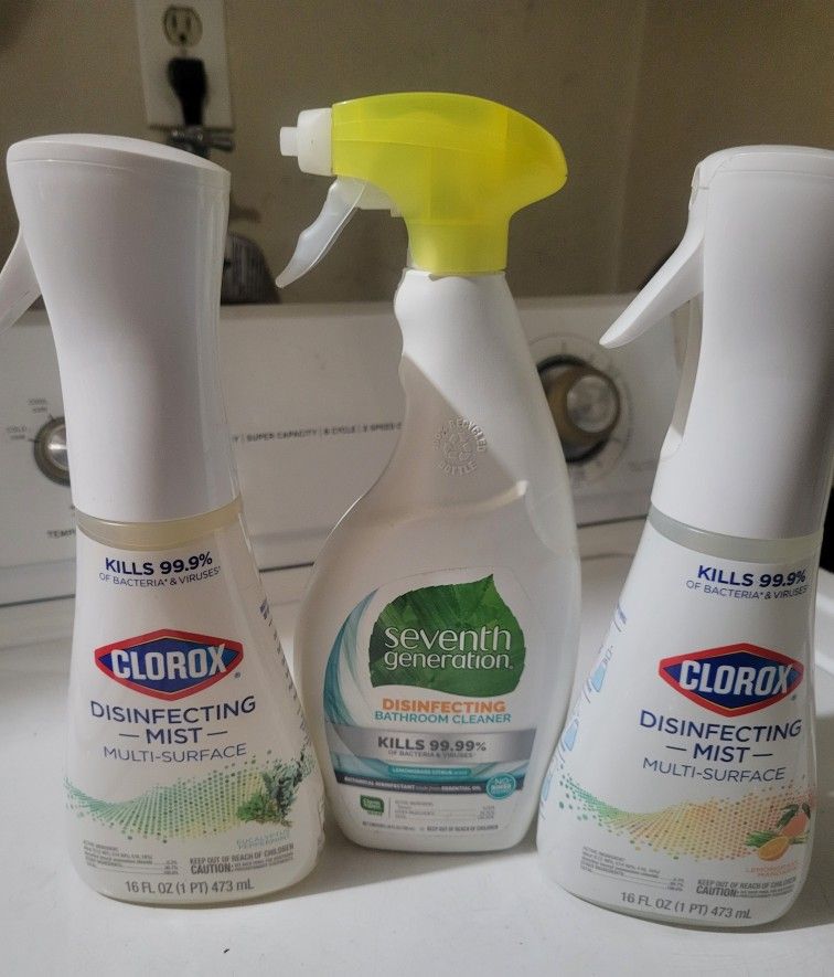 2 CLOROX DISENFECTING MIST SPRAYS (16oz Bottles) & SEVENTH GENERATION DISENFECTING Spray (26oz Bottles) For $15/$15 por Los 3