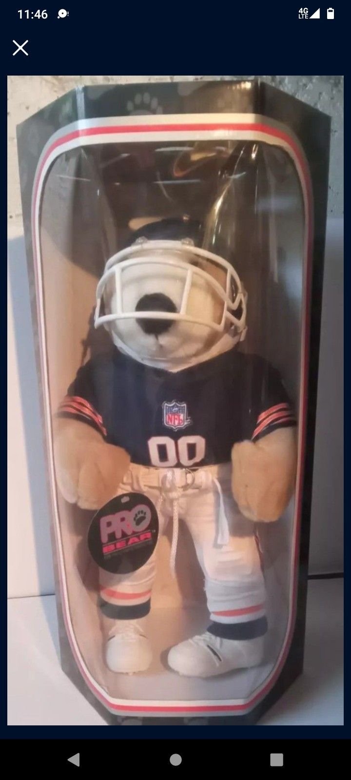 Vintage Chicago Bears NFL PRO Bear 18" Tall Teddy Bear For The Ultimate Sports Fan