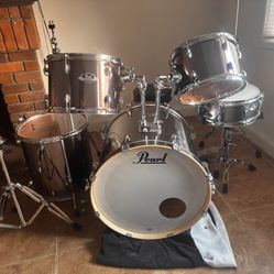 Pearl Export Standard 5-Piece Drum Set with Hardware Smokey Chrome 