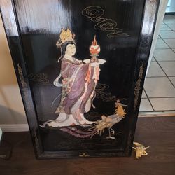 Asian Black Laquer Wall Panel