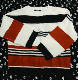 Striped Knit Crewneck Sweater xl
