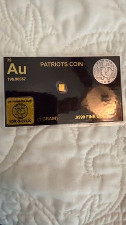 Patriots Coin 1 Grain .9999 Fine Gold Bar on Original SEALED Card