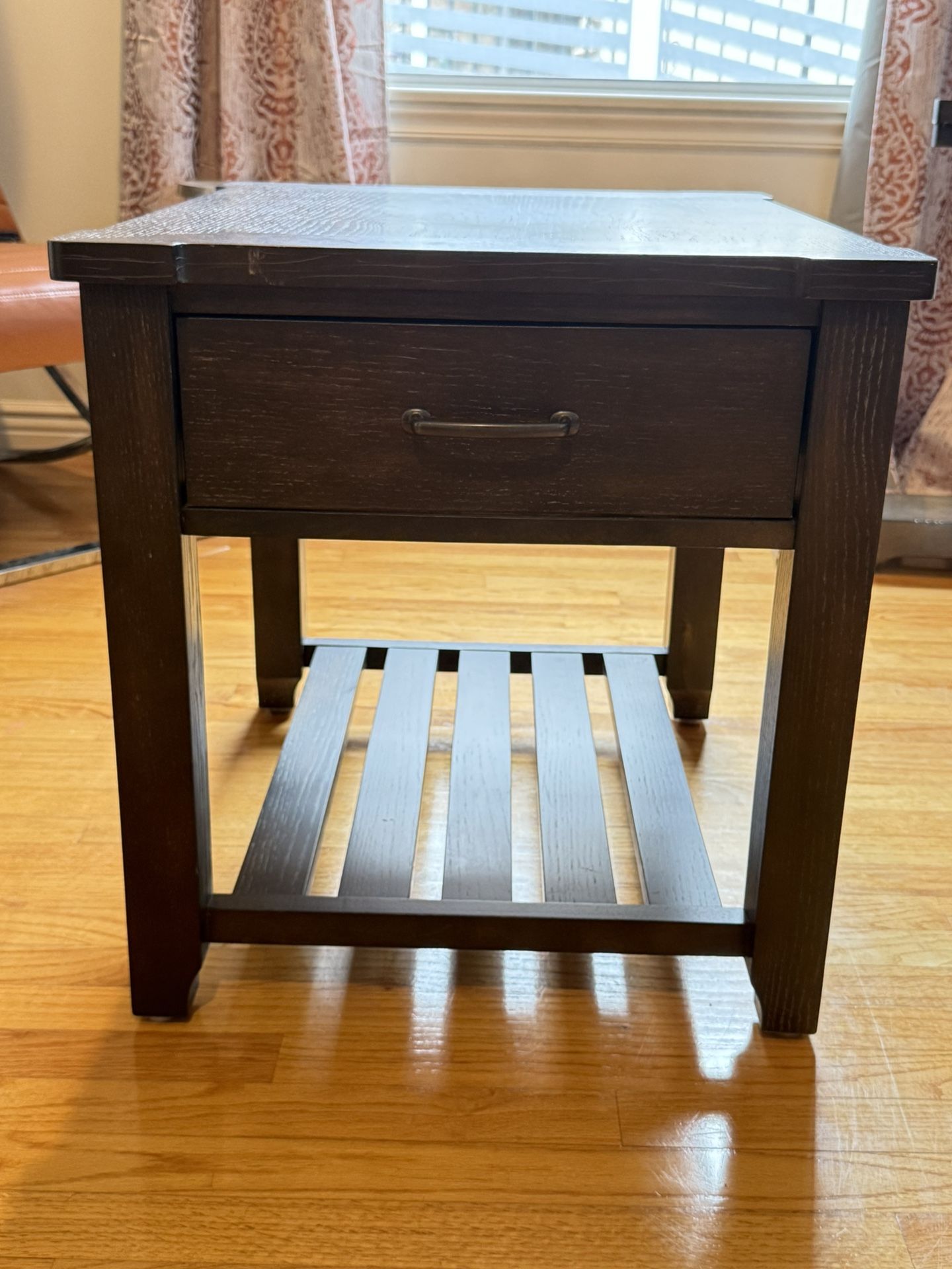 Sturdy And Solid Brown Wood Side Or End Table