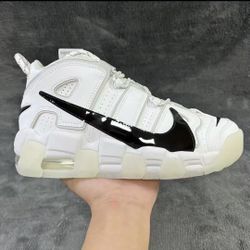 Nike Air More Uptempo '96 “copy/paste” Pippen Big air mid-top Retro Basketball Shoes Men's and Women's White and Black