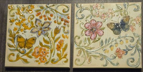 Floral Butterfly Canvas Art Paintings Set of 2