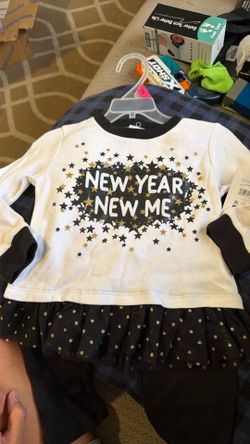 Kids 'New Year New Me' Graphic Top with Tutu