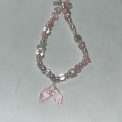 Handmade Mermaid Tail Pink Phone Charm – Pearl Beads – Cute Aesthetic – New
