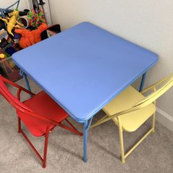 Kids Table And Chairs- Three Piece Colorful Set (Red, Yellow, And Blue)