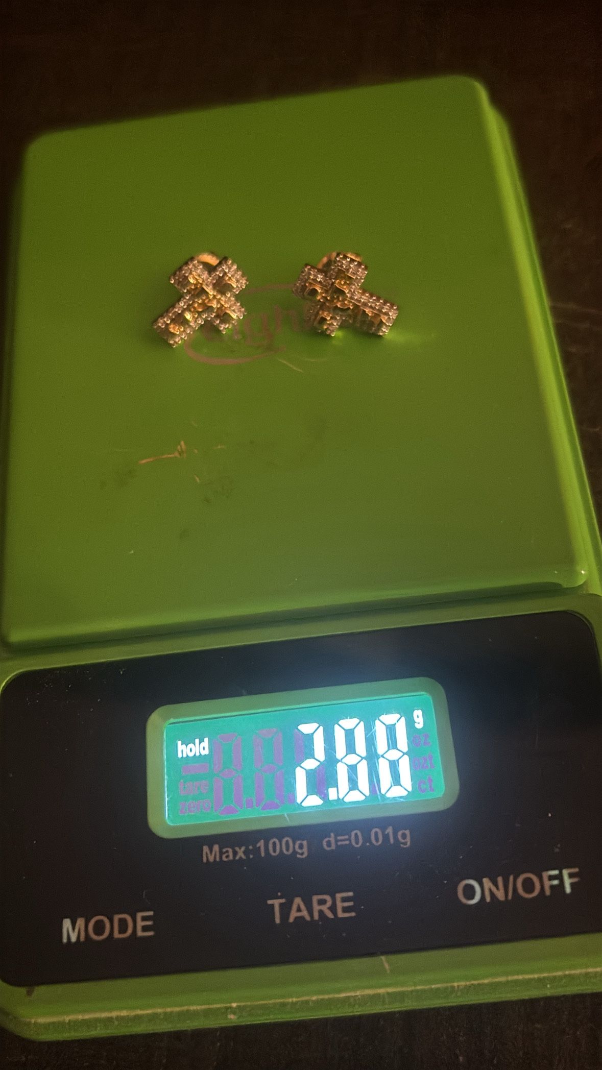 10k Gold Nugget Cross Diamond Earrings