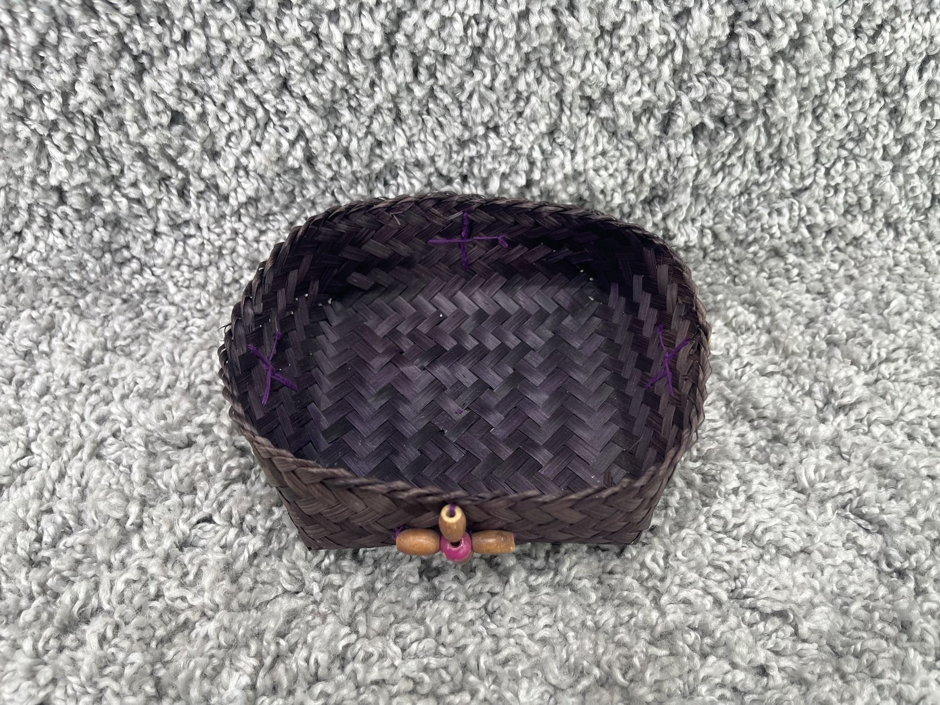 Purple Wicker Basket Small Trinket
