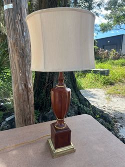 Vintage Red Wood Table Lamp