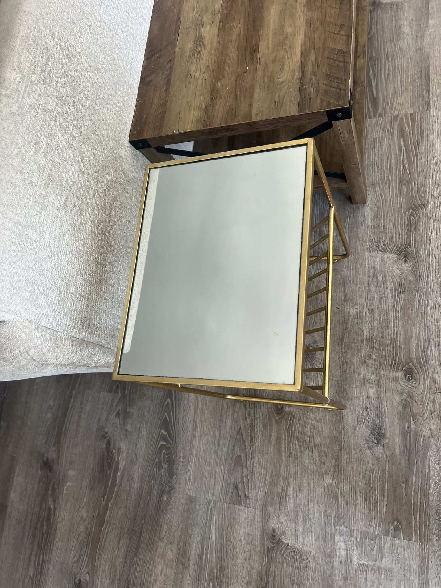 Elegant Mirrored Record Player Stand with Vinyl Storage