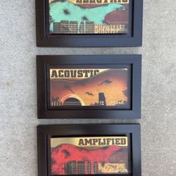 3 Piece Guitar Themed Wall Decor Lot—See Pics for Measurements 