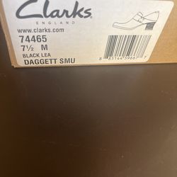 Clark's Ladies 7 1/2M In Box Black Lea Daggett Shoes in Box