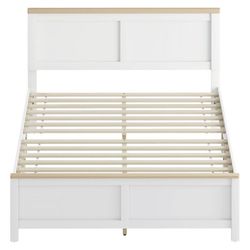 HOMCOM Full Size Bed Frame with Headboard and Footboard, Full Platform Bed Frame with Wooden Slats, Under-Bed Storage, No Box Spring Needed, Easy Asse