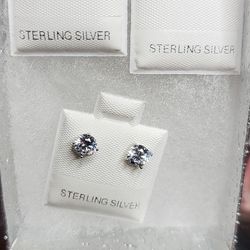 3 Sets Of Moissanite 925 Silver Earrings