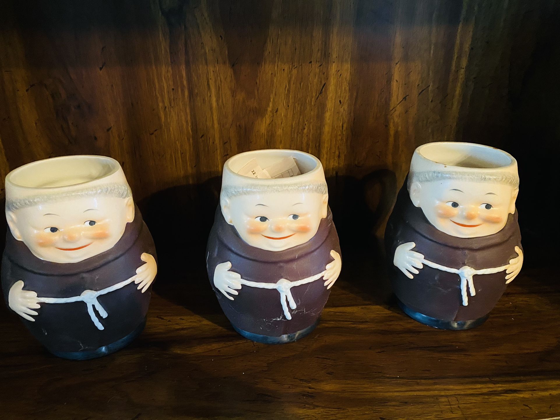 Antique Monk Mugs Set Of 3 