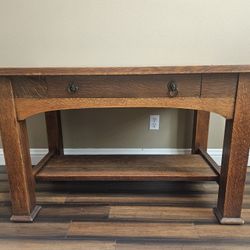 Antique Mission Oak Library Table / Writing Desk