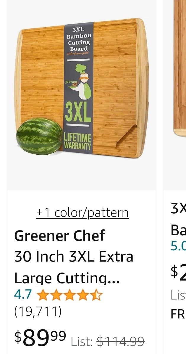 GREENER CHEF 30 Inch 3XL Extra Large Cutting Board with Lifetime Replacements - Oversized Bamboo Stove Top Cover Noodle Board - Wooden Meat Cutting Bo