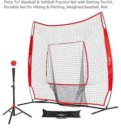 Baseball/Softball practice net with stand and bat/ball