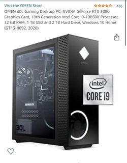 OMEN 30L Gaming Desktop PC, NVIDIA GeForce RTX 3080 Graphics Card, 10th Generation Intel Core i9-10850K Processor, 32 GB RAM, 1 TB SSD and 2 TB Hard D