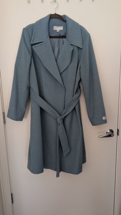 Women's Anne Klein teal belted wool-blend coat, size 18