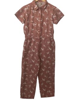 OshKosh Bago’s Floral Jumpsuit Girls 14A Old Pink/White Casual Boho