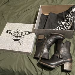 FreeBird By Steve Women’s Carlito Leather Boots Black Brown Distressed 8