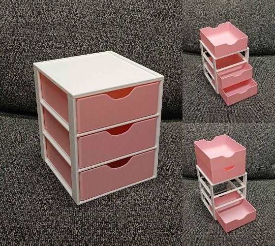 3d Printed Pink Storage Stackable Drawers