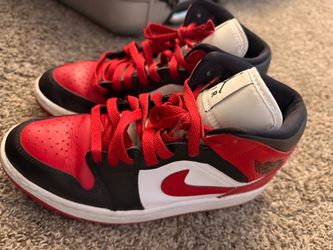 Air Jordan 1 Mid Red Black White Sneakers