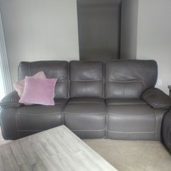 Charcoal Grey Leather Like Furniture Set For Sale