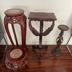 Antique Victorian Hand-Carved Solid Mahogany Dragon, Phoenix Drink Table